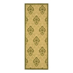 Safavieh Courtyard 2'-3&quot x 6'-7&quot Polyester Power Loomed Rug in Natural / Olive