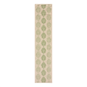 Safavieh Courtyard 2'-3&quot x 12'-0&quot Polyester Power Loomed Rug in Natural / Olive