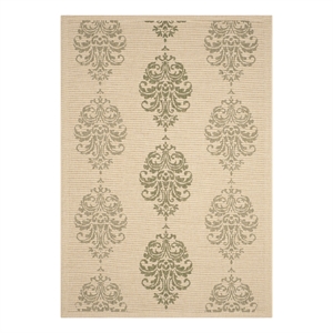Safavieh Courtyard 6'-7&quot x 9'-6&quot Polyester Power Loomed Rug in Natural / Olive
