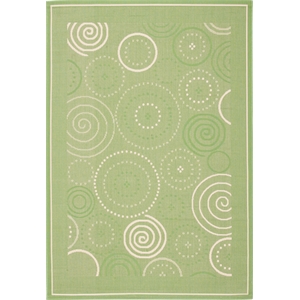 Safavieh Courtyard 4'-0&quot x 5'-7&quot Polyester Power Loomed Rug in Olive / Natural