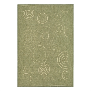 Safavieh Courtyard 8'-0&quot x 11'-0&quot Polyester Power Loomed Rug in Olive / Natural