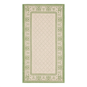 Safavieh Courtyard 2'-7&quot x 5'-0&quot Polyester Power Loomed Rug in Natural / Olive