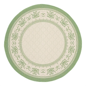 Safavieh Courtyard 5'-3&quot x 5'-3&quot Polyester Power Loomed Rug in Natural / Olive