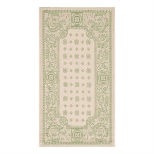 Safavieh Courtyard 2'-7&quot x 5'-0&quot Polyester Power Loomed Rug in Natural / Olive