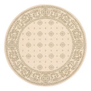 Safavieh Courtyard 5'-3&quot x 5'-3&quot Polyester Power Loomed Rug in Natural / Olive