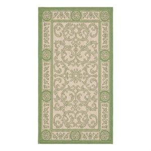 Safavieh Courtyard 2'-0&quot x 3'-7&quot Polyester Power Loomed Rug in Natural / Olive