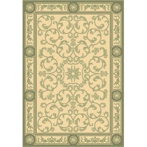 Safavieh Courtyard 5'-3&quot x 7'-7&quot Polyester Power Loomed Rug in Natural / Olive