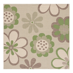 Safavieh Courtyard6'-7&quot x 6'-7&quotPolyester Power Loomed Rug in Natural/Brown/Olive