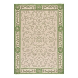 Safavieh Courtyard 8'-0&quot x 11'-0&quot Polyester Power Loomed Rug in Natural / Olive