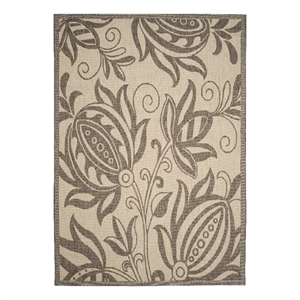 Safavieh Courtyard 6'-7&quot x 9'-6&quot Polyester Power Loomed Rug in Natural / Brown