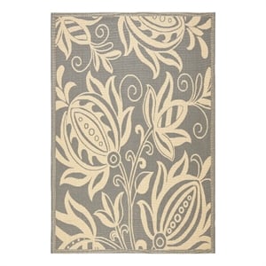 Safavieh Courtyard 8'-0&quot x 11'-0&quot Polyester Power Loomed Rug in Gray / Natural