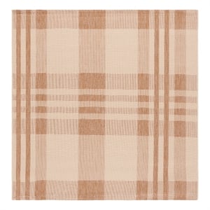Safavieh Courtyard 6'-7&quot x 6'-7&quot Polyester Power Loomed Rug in Natural / Beige