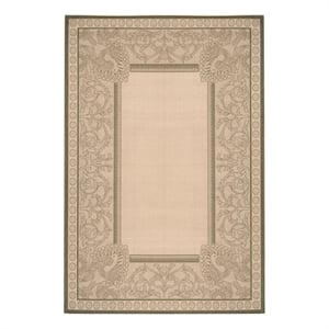 Safavieh Courtyard 6'-7&quot x 9'-6&quot Polyester Power Loomed Rug in Natural / Olive