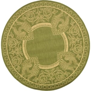 Safavieh Courtyard 5'-3&quot x 5'-3&quot Polyester Power Loomed Rug in Olive / Natural