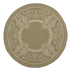 Safavieh Courtyard 6'-7&quot x 6'-7&quot Polyester Power Loomed Rug in Olive / Natural