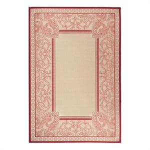 Safavieh Courtyard 6'-7&quot x 9'-6&quot Polyester Power Loomed Rug in Natural / Red
