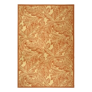 Safavieh Courtyard 6'-7&quot x 9'-6&quot Polyester Power Loomed Rug inNatural/Terracotta