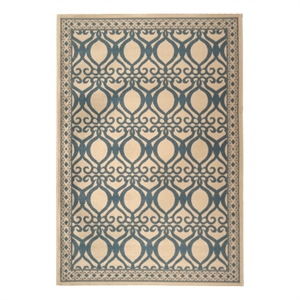 Safavieh Courtyard 6'-7&quot x 9'-6&quot Polyester Power Loomed Rug in Natural / Blue