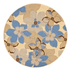 Safavieh Courtyard 5'-3&quot x 5'-3&quot Polyester Power Loomed Rug inNatural/Brown/Blue