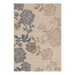 Safavieh Courtyard 4'-0&quot x 5'-7&quot Polyester Power Loomed Rug inNatural/Brown/Blue