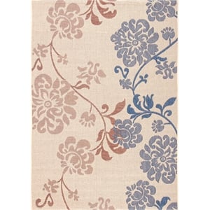 Safavieh Courtyard 6'-7&quot x 9'-6&quot Polyester Power Loomed Rug inNatural/Brown/Blue