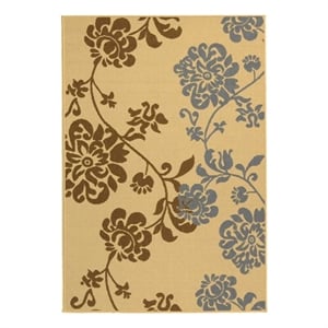 Safavieh Courtyard 6'-7&quot x 6'-7&quot Polyester Power Loomed Rug inNatural/Brown/Blue