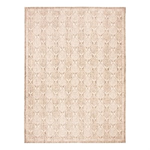 Safavieh Courtyard 6'-7&quot x 9'-6&quot Polyester Power Loomed Rug in Coffee / Sand