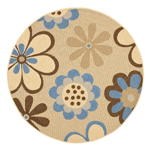 Safavieh Courtyard 5'-3&quot x 5'-3&quot Polyester Power Loomed Rug inNatural/Brown/Blue