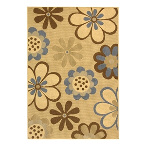 Safavieh Courtyard 6'-7&quot x 6'-7&quot Polyester Power Loomed Rug inNatural/Brown/Blue