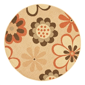 Safavieh Courtyard 5'-3&quotx5'-3&quotPolyester PowerLoomedRuginNatural/Brown/Terracotta