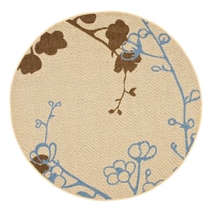 Safavieh Courtyard 6'-7&quot x 6'-7&quot Polyester Power Loomed Rug inNatural/Brown/Blue
