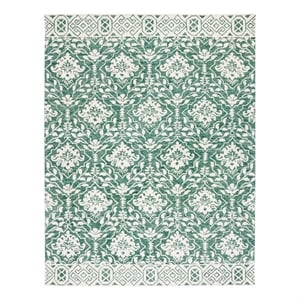 Safavieh Dip Dye 9'-0&quot x 12'-0&quot Wool Hand Tufted Rug in Green / Ivory