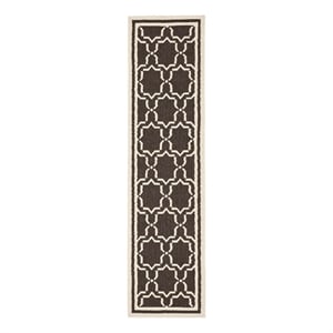 Safavieh Dhurries 2'-6&quotx10'-0&quot Wool Hand Woven Flat Weave Rug in Chocolate/Ivory