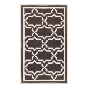 Safavieh Dhurries 3'-0&quot x 5'-0&quot Wool Hand Woven Flat Weave Rug inChocolate/Ivory