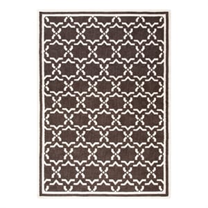 Safavieh Dhurries 6'-0&quot x 9'-0&quot Wool Hand Woven Flat Weave Rug inChocolate/Ivory