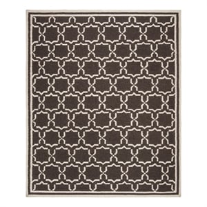 Safavieh Dhurries 8'-0&quotx10'-0&quot Wool Hand Woven Flat Weave Rug in Chocolate/Ivory