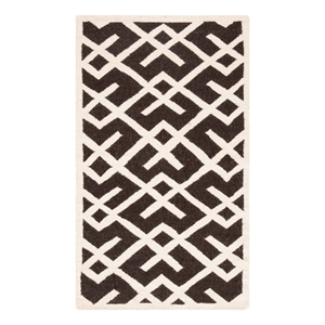 Safavieh Dhurries3'-0&quotx5'-0&quotWool Hand Woven Flat Weave Rug in Brown/Ivory