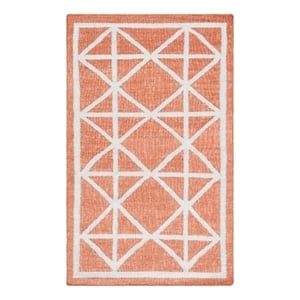 Safavieh Dhurries 3'-0&quot x 5'-0&quot Wool Hand Woven Flat Weave Rug in Red/Ivory