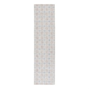 Safavieh Ebony 2'-3&quot x 9'-0&quot Wool Hand Tufted Rug in Silver / Ivory