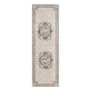 Safavieh Empire 2'-6&quot x 12'-0&quot Wool Hand Tufted Rug in Beige / Light Gray
