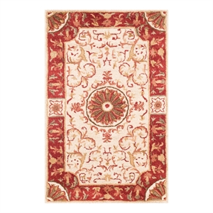 Safavieh Empire 2'-6&quot x 4'-0&quot Wool Hand Tufted Rug in Ivory / Red