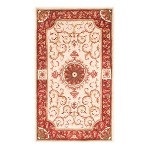 Safavieh Empire 3'-0&quot x 5'-0&quot Wool Hand Tufted Rug in Ivory / Red