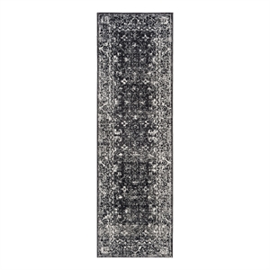 Safavieh Evoke 2'-2&quot x 9'-0&quot Power Loomed Rug in Charcoal / Ivory