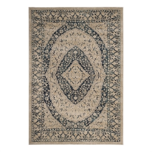 Safavieh Evoke 5'-1&quot x 7'-6&quot Jute and Polyester Power Loomed Rug in Beige / Navy