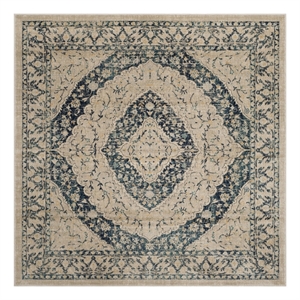 Safavieh Evoke 6'-7&quot x 6'-7&quot Jute and Polyester Power Loomed Rug in Beige / Navy