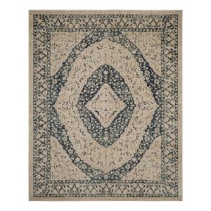 Safavieh Evoke 8'-0&quot x 10'-0&quot Jute and Polyester Power Loomed Rug in Beige /Navy