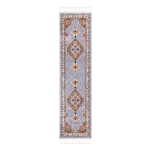 Safavieh Farmhouse 2'-1&quot x 8'-0&quot Polyester Power Loomed Rug in Gray / Orange
