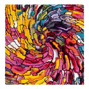 Safavieh Fiesta Shag 5'-3&quot x 5'-3&quot Power Loomed Rug in Multi-Color