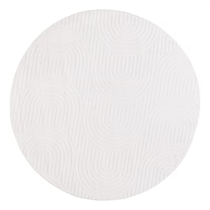 Safavieh Faux Rabbit Fur 800 6'-0&quot x 6'-0&quot Polyester Power Loomed Rug in Ivory