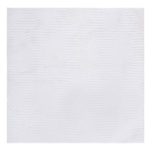 Safavieh Faux Rabbit Fur 800 6'-0&quot x 6'-0&quot Polyester Power Loomed Rug in Ivory